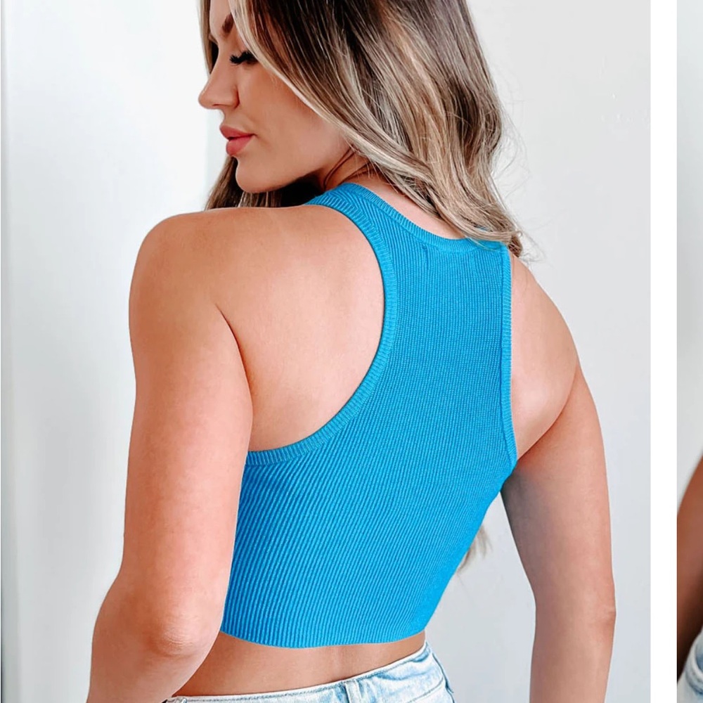 *3/20* NanaMacs Duly Noted Ribbed Racer Crop Tank - Picture 3 of 12